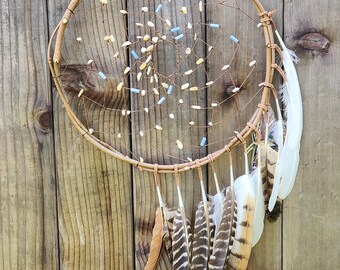 Large Willow Dream Catcher: Agates, Crystals, Feathers - 30" Boho Wall Hanging