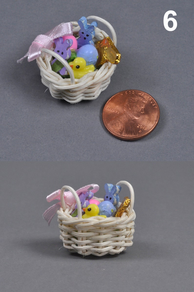 Tiny Miniature Easter Baskets 1:12 Scale, Dollhouse Easter Basket ...