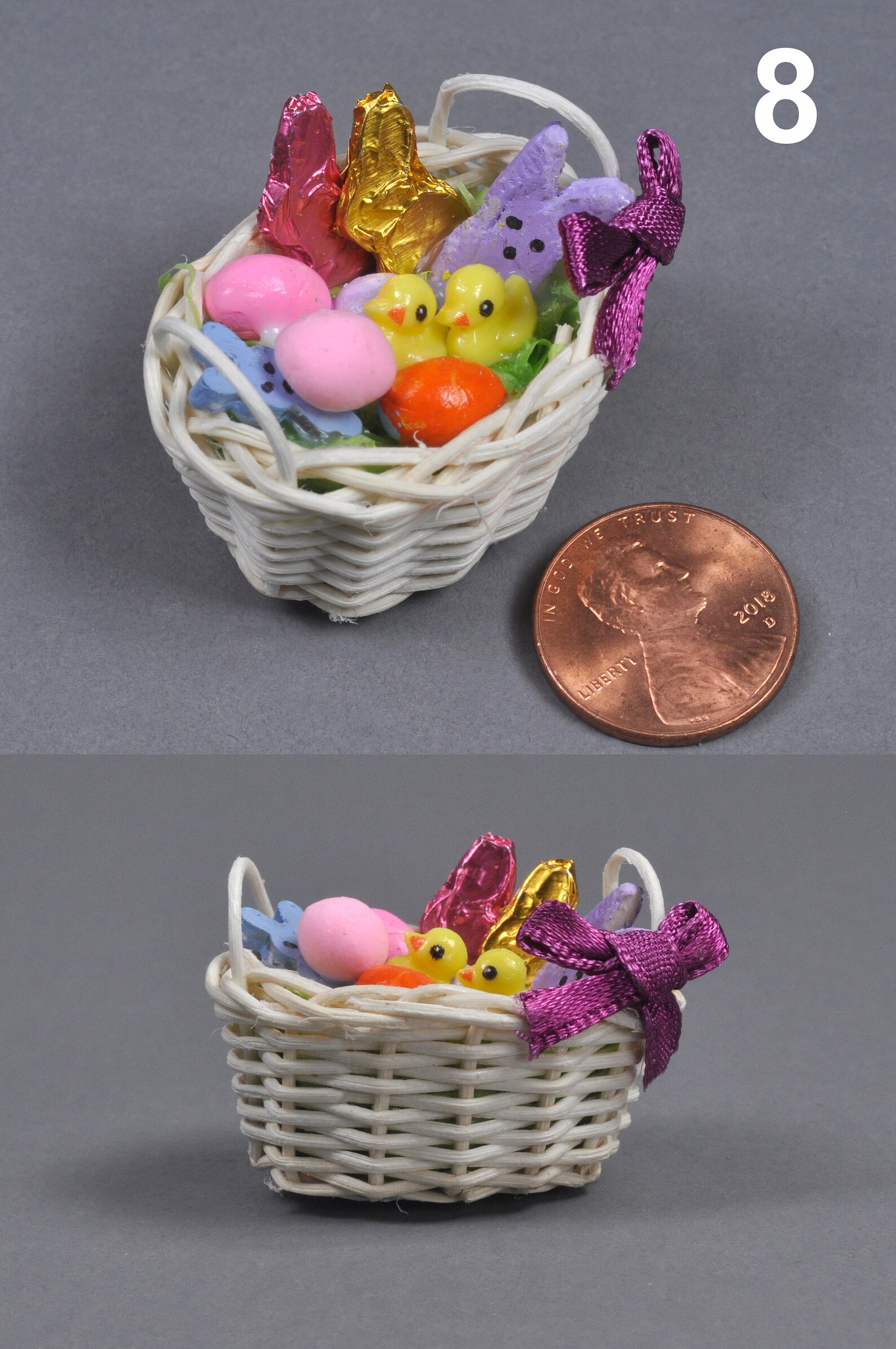 Tiny Miniature Easter Baskets 1:12 Scale, Dollhouse Easter Basket ...