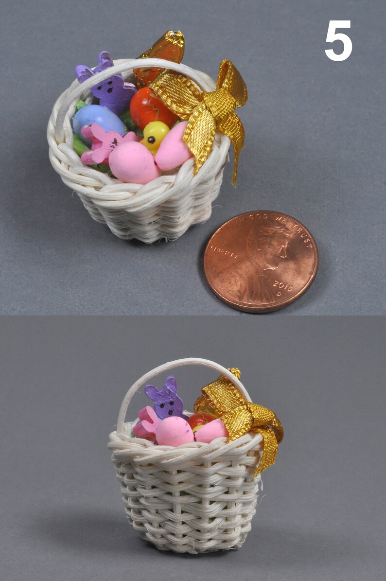 Tiny Miniature Easter Baskets 1:12 Scale, Dollhouse Easter Basket ...