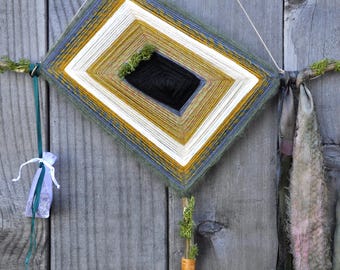 Gods Eye - OjoDe Dios - Large Spirit Eye - Wall Art, Willow Branches, Artist Dyed Yarn & Silk -  Spiritual Protection