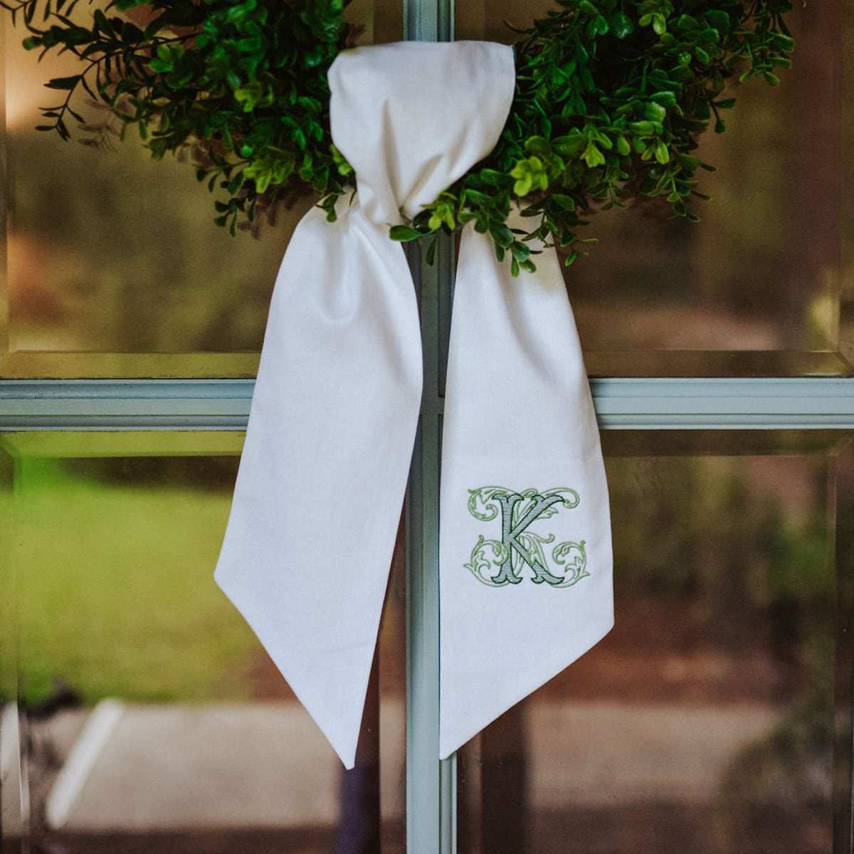 Monogram Wreath Sash Holiday Home Front Door Decor Personalized Front Door Wreath Vintage Vine Wedding Sash - Etsy