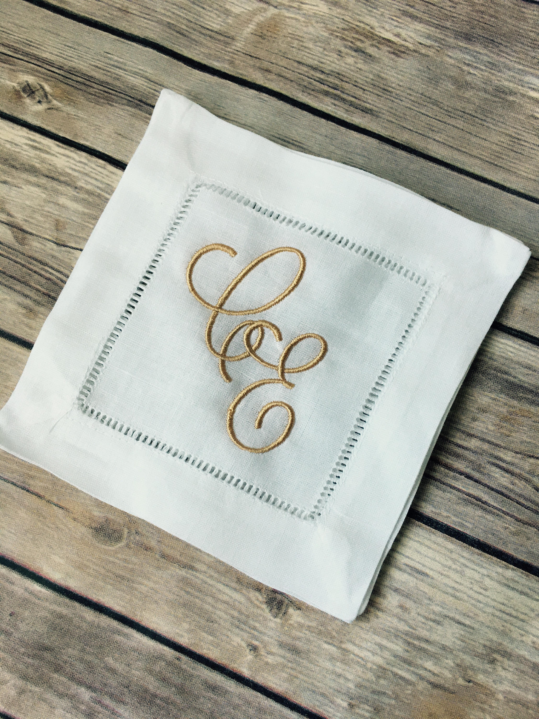 Personalized Embroidered White Linen Cocktail Napkins Custom Etsy