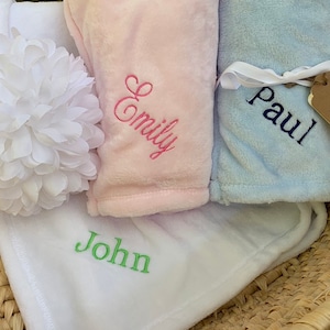Manta personalizada con monograma suave para regalo de bebé para niño o niña