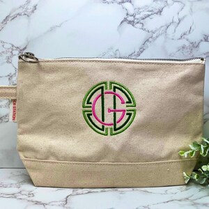 Bolso de mano con monograma y medallón de una sola letra, regalo personalizado, accesorio para planificador de regalos para adolescentes