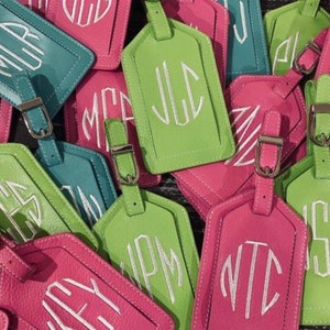 Monogrammed Leather Luggage Tag: Personalized Travel Gift