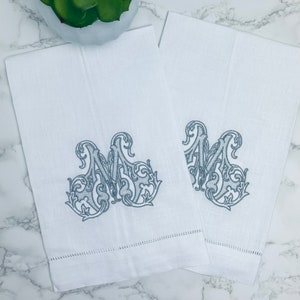 Monogram Hand Towel. Linen Custom Personalized Hostess or Wedding Gift.  Fine European Linen. Holiday Hostess. Anniversary Gift