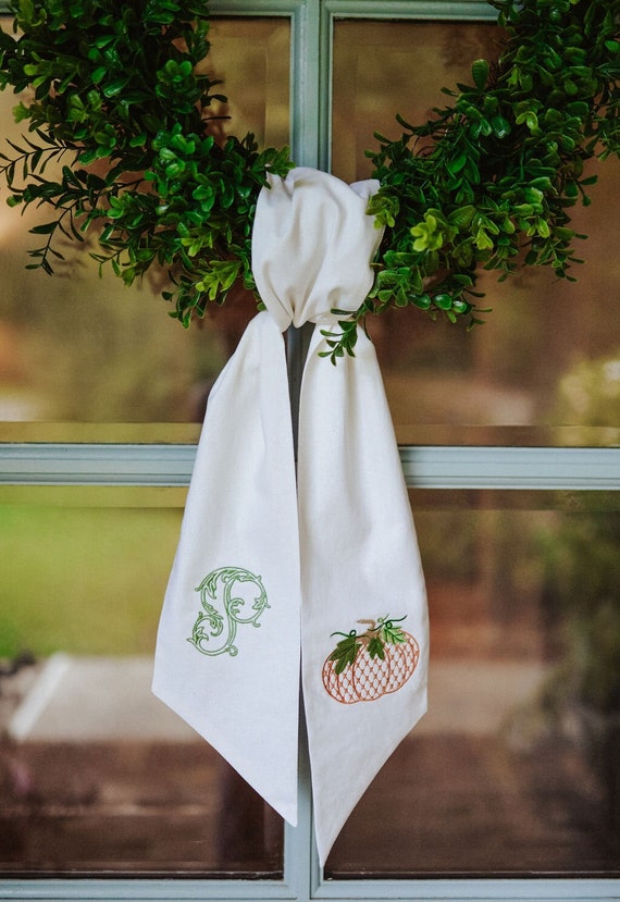 Pumpkin  Wreath Sash Fall Front Door Decor Front Porch Autumn