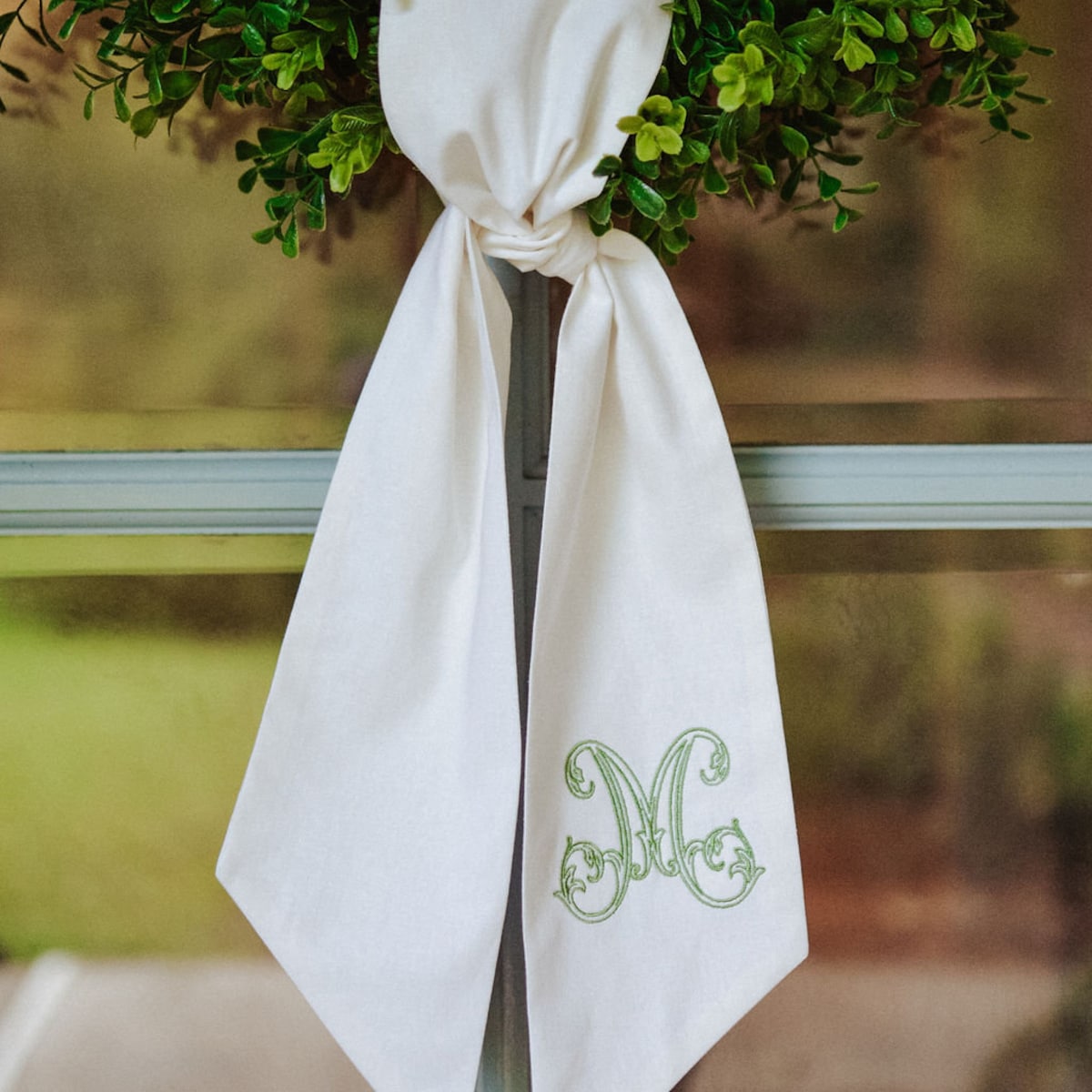 Monogram Wreath Sash Summer Front Porch Door Decor Personalized Front Door Wreath Wedding Sash Open Vine Mother's Day - Etsy