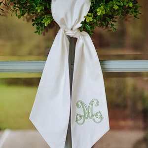 Monogram  Wreath Sash Summer Front Porch Door Decor Personalized Front Door Wreath Wedding Sash Custom Embroidery  Open Vine Font