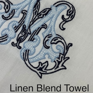 Monogram Linen Hand Towel. Custom Personalized Hostess Gift. Wedding Linens. European Linen. Vintage Vine Single Letter. Grandmillennial image 7