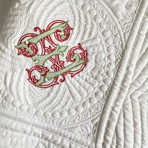 Baby’s First Christmas Monogram Heirloom Christmas Baby Gift.  Personalized  Baby Quilt.  Christening Baptism Gift
