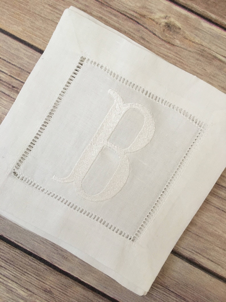 Personalized Embroidered White Linen Cocktail Napkins Etsy
