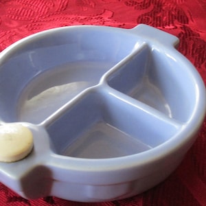 Vintage Divided Blue Porcelain Baby Dish