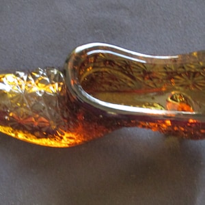 Vintage Fenton Dark Amber Glass Slipper