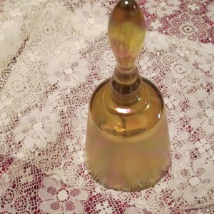 Vintage Fenton Light Amber Carnival Iridescent Glass Bell