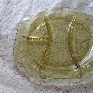 Vintage Federal Depression Glass Madrid Amber Relish Dish