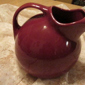 Vintage Hall Pottery Burgundy Ball Pitcher