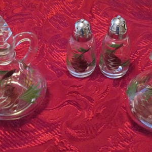 Vintage  Glass Cruet Set includes Salt & Peppper