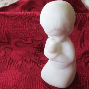 Vintage Fenton Glass White Custard Glass Praying Boy