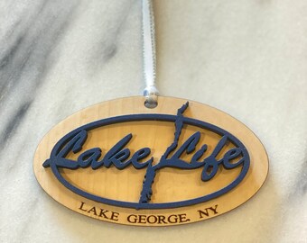 Lake Life Ornament - natural/navy