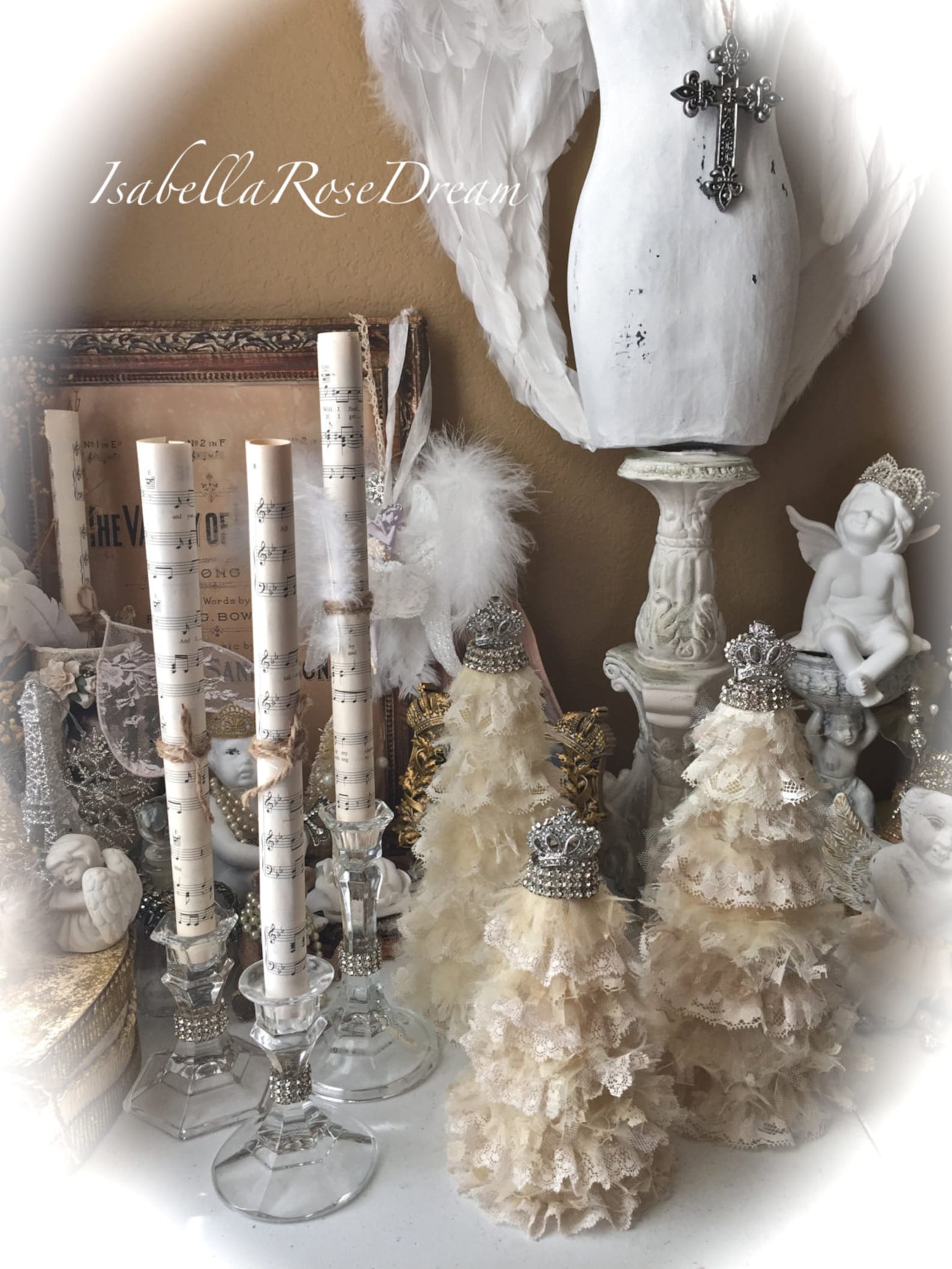 Christmas tree shabby chic tree Christmas decor Christmas Etsy