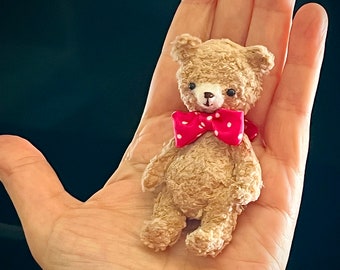 Crochet bear, miniature bear, doll house, unique gift, cute bear, plush toy