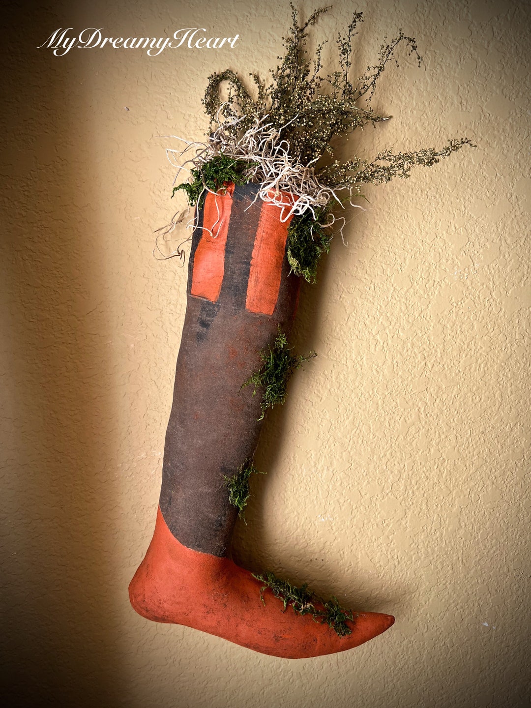 Witch Stocking, Halloween Decor, Witch, Fall Decor, Spooky Decor, Folk ...