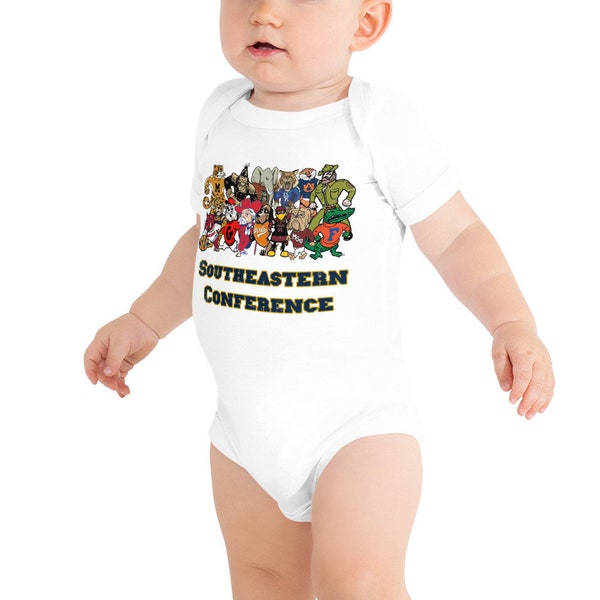 Southeastern Conference Baby short sleeve onesie, SEC Onesie, College Football Mascot, Vintage SEC, College Football