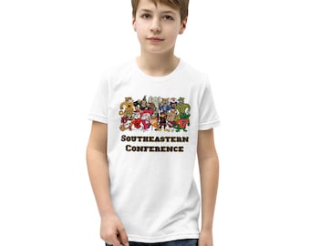 Southeastern Conference Youth Short Sleeve T-Shirt, SEC Youth Shirt, SEC Children Shirt, College Mascot, Vintage SEC, College Football