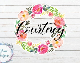 Floral Wreath Monogram Vinyl Die Cut Decal Sticker for Car Laptop etc MGM470