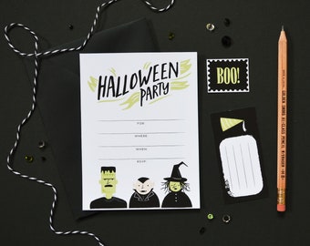 Halloween Party Invitation Set with Stamps & Labels | Downloadable File | DIY
