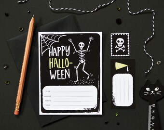 Halloween Party Invitation Set with Stamps & Labels | Downloadable File | DIY