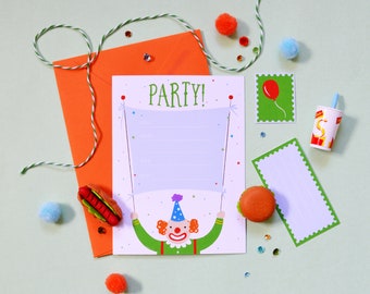 Circus Birthday Theme Invitation Set with Stamps & Labels | Downloadable File | DIY