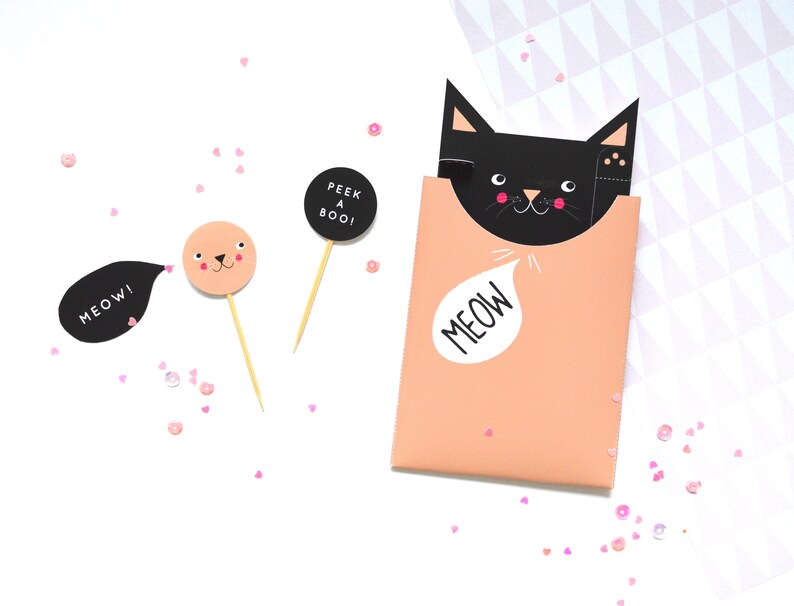 Black Kitty Gift Tag Downloadable File DIY image 2