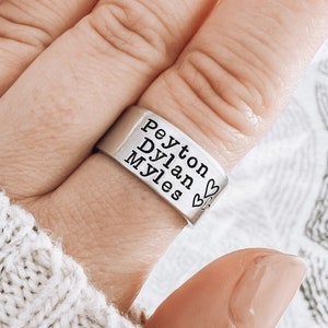 Anillos personalizados con el nombre de los niños, regalo de Navidad personalizado para mamá