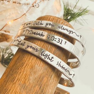 Custom Bible Verse Handstamped Bracelet, Personalized Christian Jewelry for Her