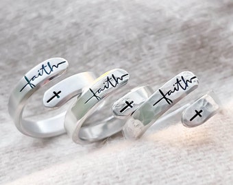 Faith Wrap Ring, Christian Religious Jewelry, Tarnish Free