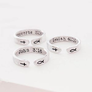 Custom Bible Verse Rings, Christian Jewelry Gifts