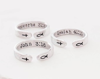 Custom Bible Verse Rings, Christian Jewelry Gifts