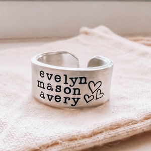 Triple Name Rings, Personalized Valentine's Day Gift For Mom, Custom Silver Jewelry, Grandma Gift, Thumb Ring image 6