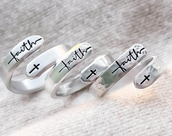 Faith Wrap Ring, Gifts For Her, Hypoallergenic and Adjustable