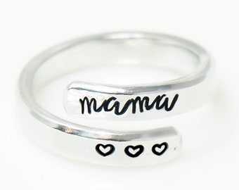 Mama Wrap Ring, Gifts For New Moms, Personalized Jewelry, Mama Jewelry