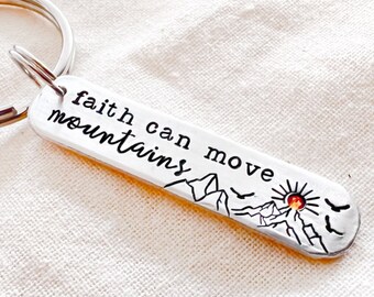 Faith Can Move Mountains Keychain, Christian Gifts For Her