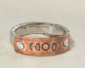 Moon Phase Ring, Rustic Ring, Mixed Metal Jewelry, Statement Ring, Celestial Jewelry, Mens Ring, Unisex Ring, Thumb Ring, Copper Jewelry