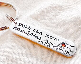 Faith Can Move Mountains Keychain, Religious Gifts For Her