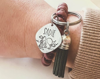 Personalized Nature Bracelet, Spiral Phone Cord Scrunchie, Custom Keyring