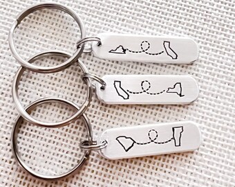 US States Keychain, Custom Moving Away Gift, Choose up to 3 states
