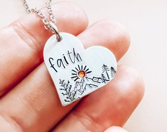 Mountain Sunrise Faith Necklace, Unique Gift for Her