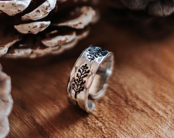 Tree Ring, Rings For Women, Outdoor Gift, Silver Rings, Dainty Jewelry, Woodland Jewelry, Forest Jewelry